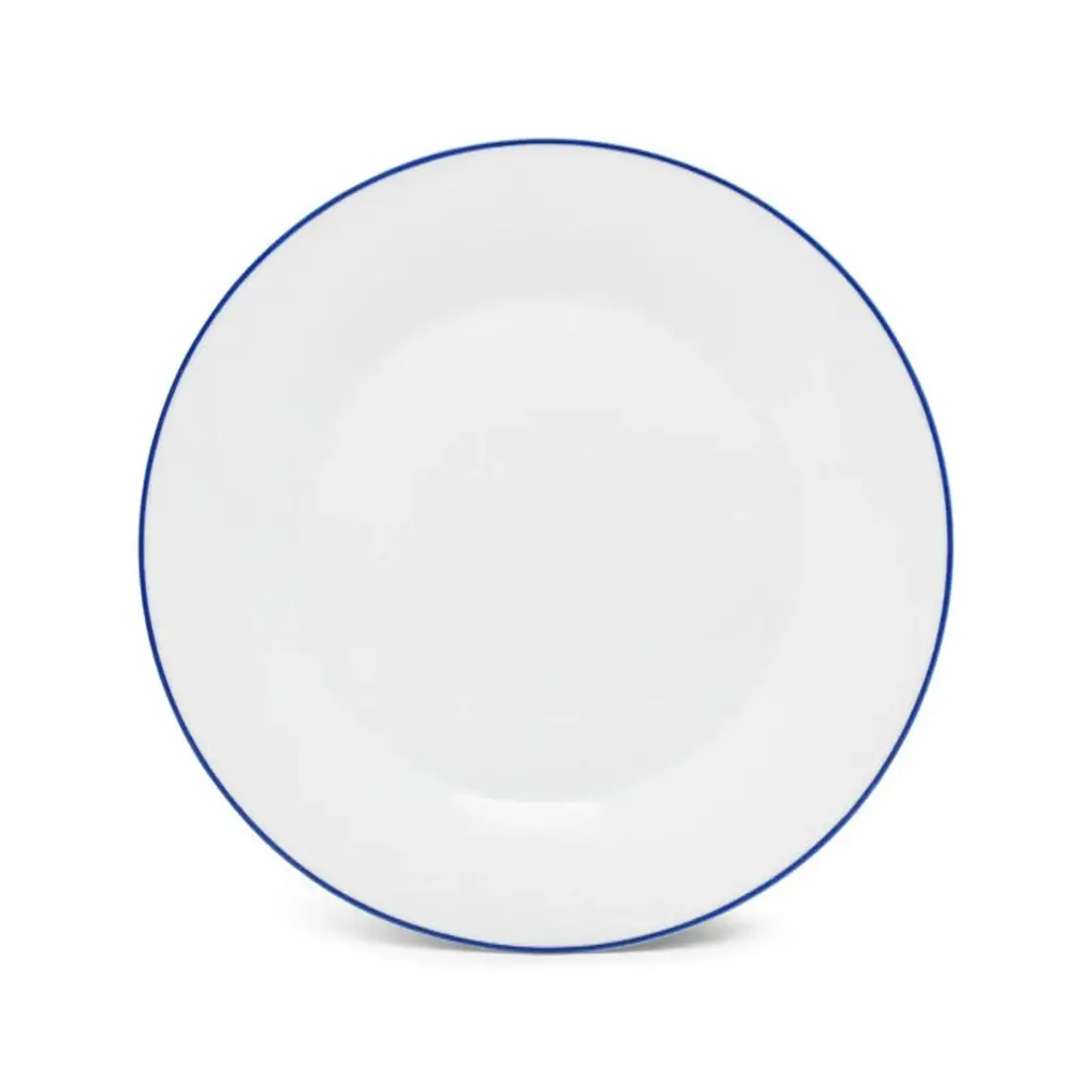 Basic White Plat bord 27cm - blue rim 