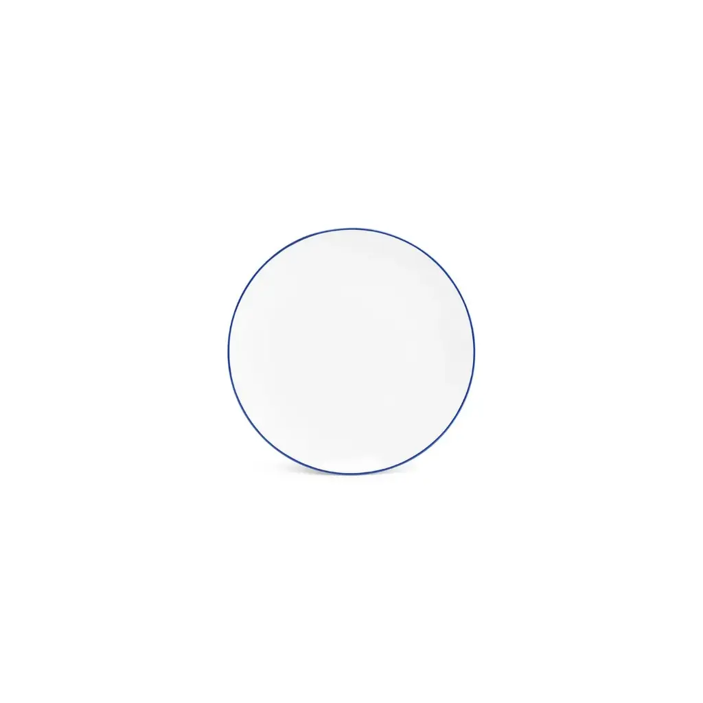 Basic White Plat bord 24cm coupe - blue rim 