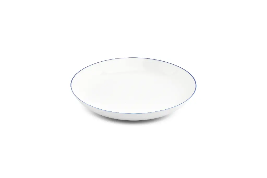 Basic White Diep bord/pastabord D27xH4cm coupe - blue rim 