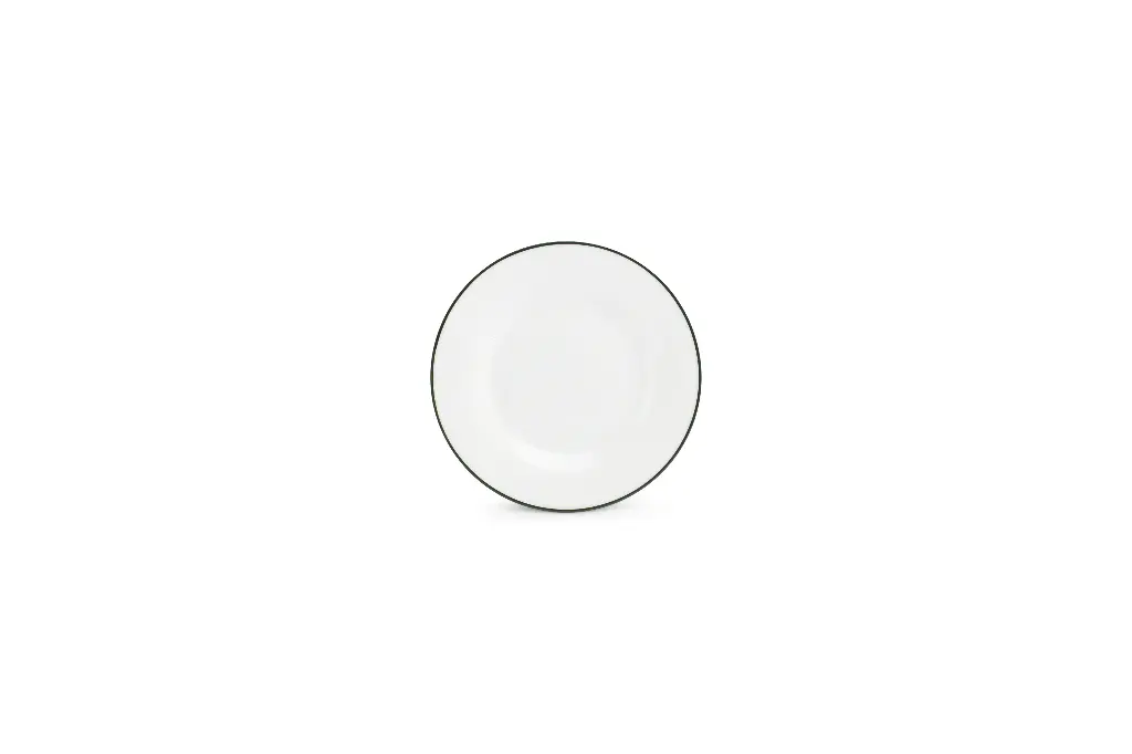 Basic White Plat bord 15cm - green rim 