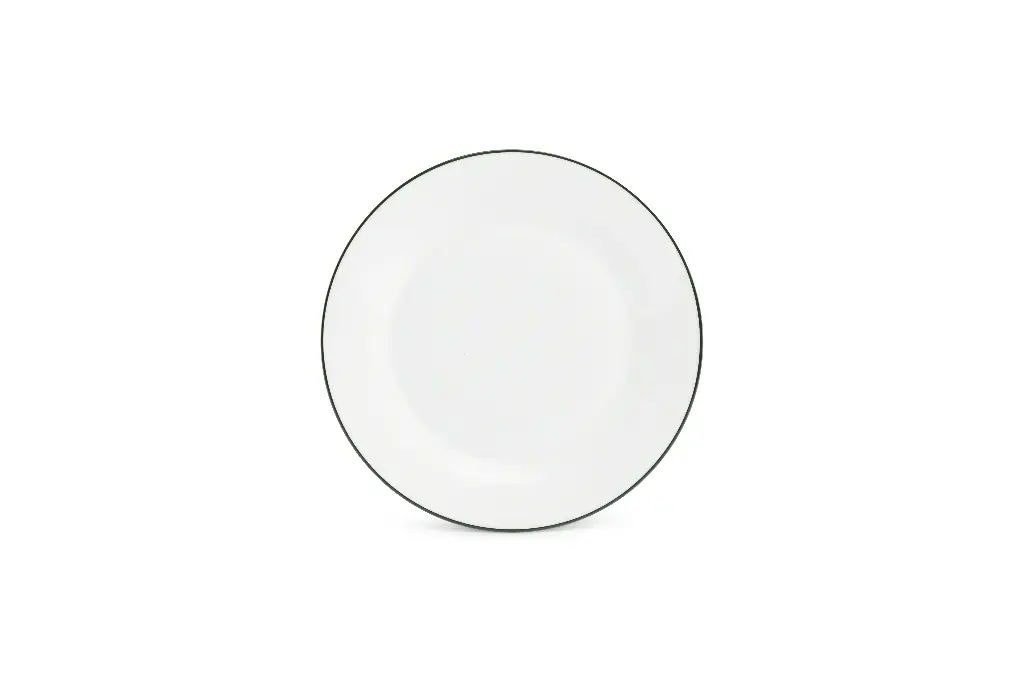 Basic White Plat bord 24cm - green rim 