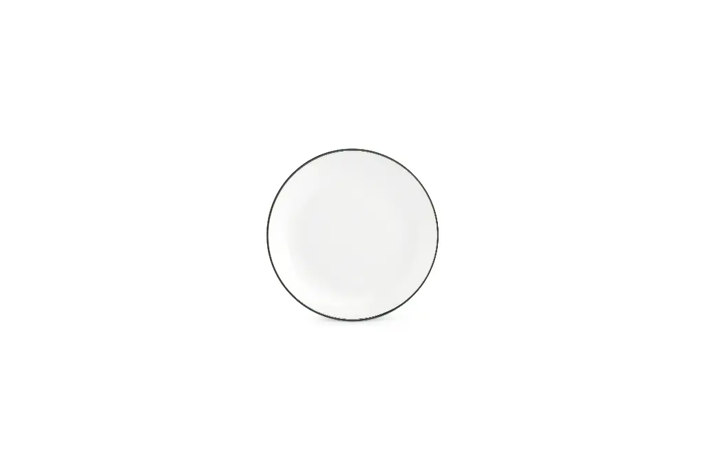 Basic White Plat bord 15cm coupe - green rim 