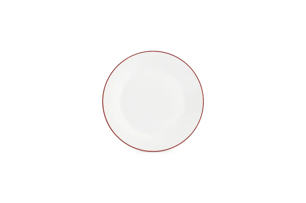 Basic White Plat bord 20cm - burgundy rim 