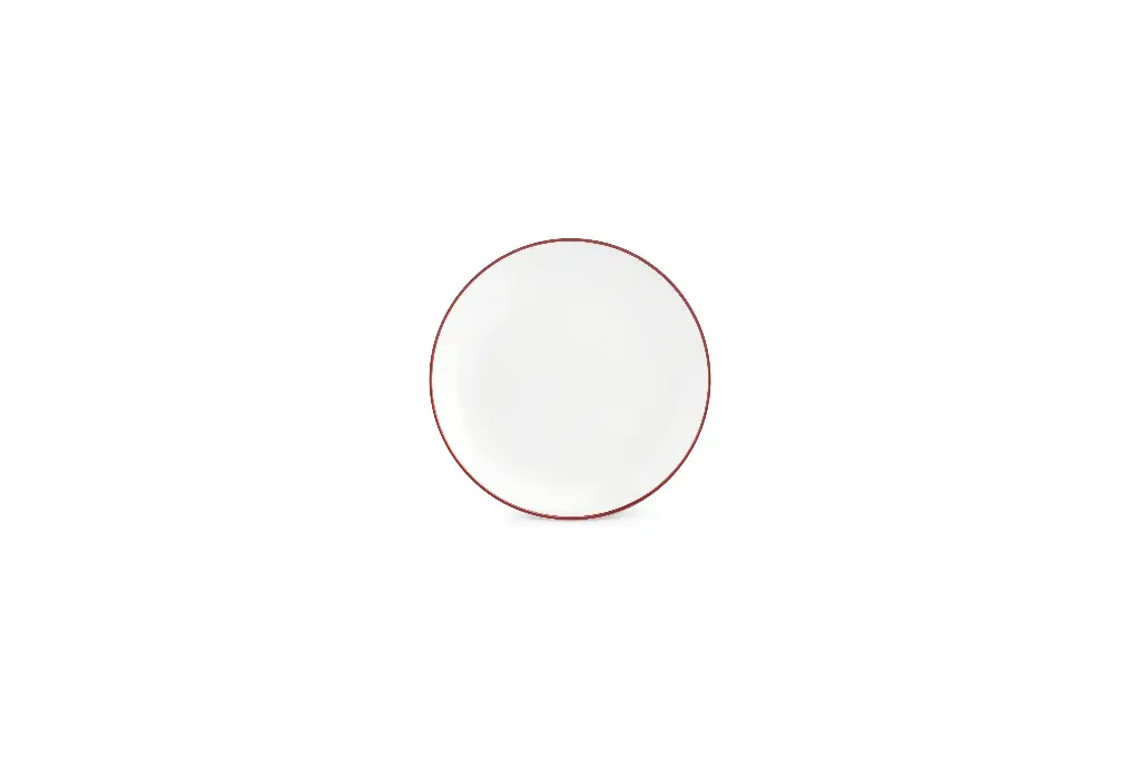 Basic White Plat bord 15cm coupe - burgundy rim 