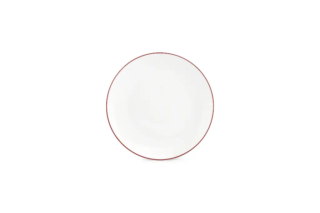 Basic White Plat bord 20,5cm coupe - burgundy rim 