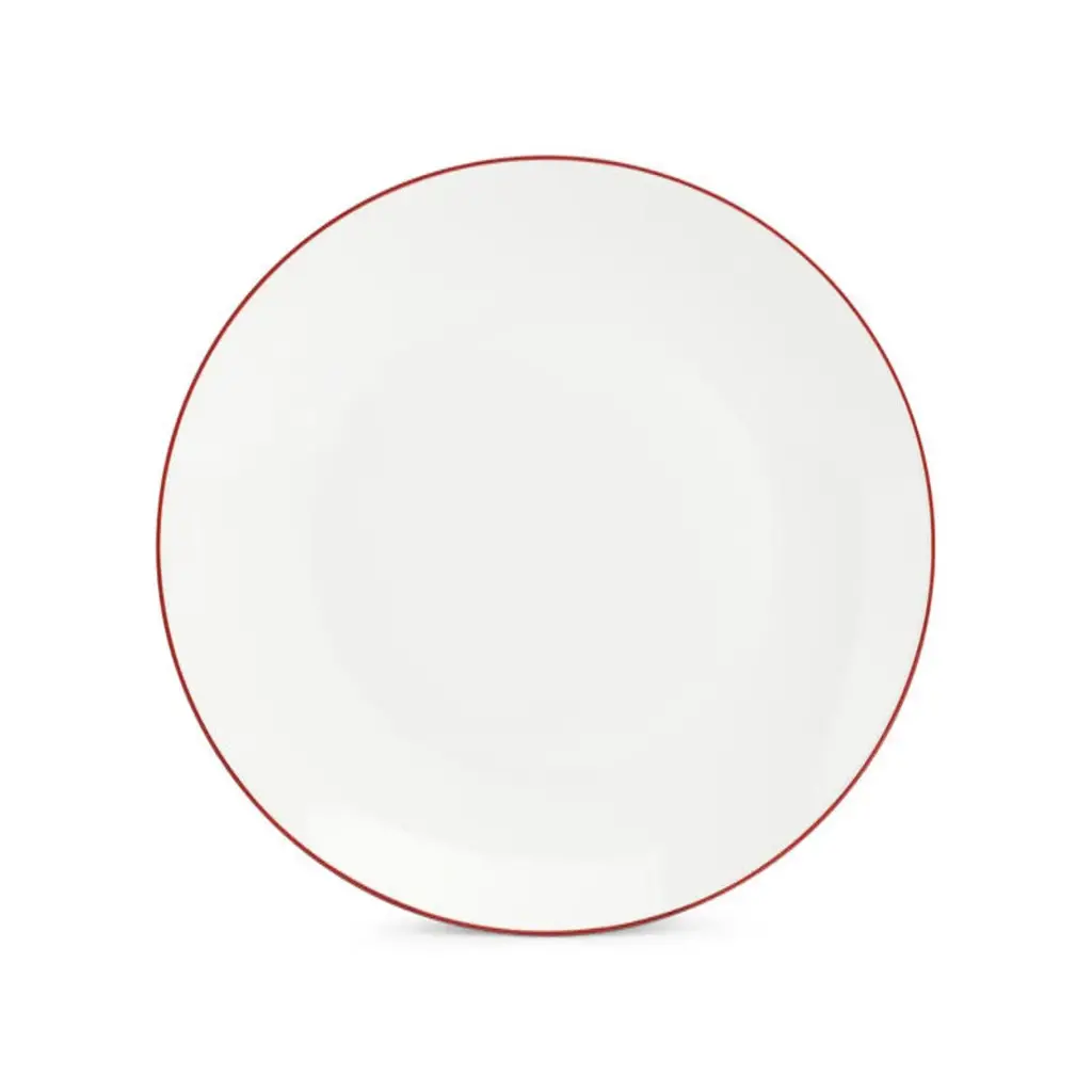 Basic White Plat bord 26,5cm coupe - burgundy rim 