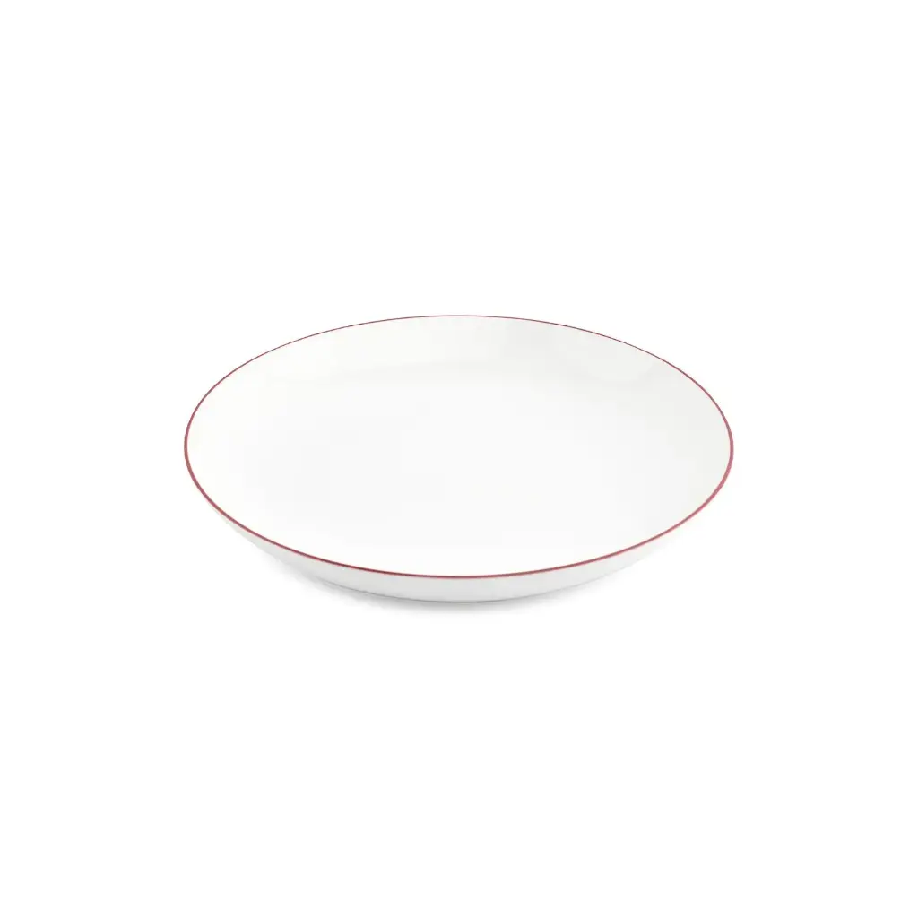 Basic White diep bord/Pastabord D27xH4cm coupe - burgundy rim 