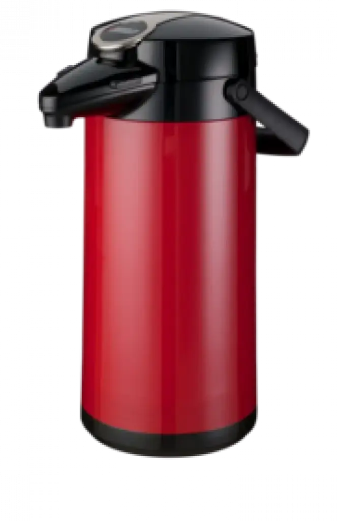 Bravilor pompisoleerkan 2,2Lt met drukhendel - rood - glazen binnenfles