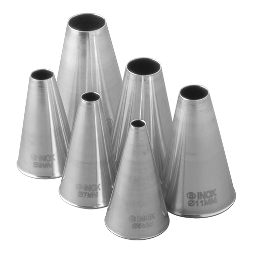 6 spuitjes rond (5,7,9,11,13,15mm) - RVS