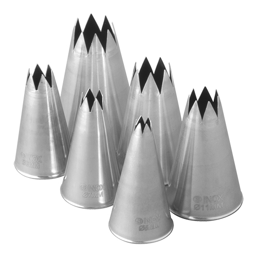 6 spuitje gekarteld (5,7,9,11,13,15mm) - RVS