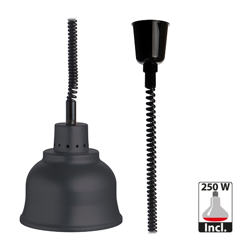 Verstelbare warmhoudlamp zwart - 250W - max. hoogte 192 cm