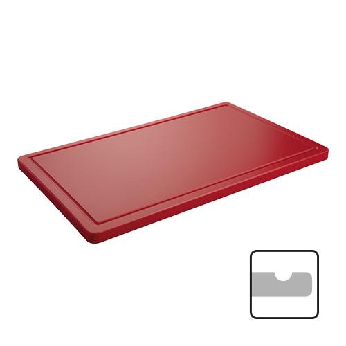 Snijplank met sapgeul GN1/1 - H 2,0 cm - rood