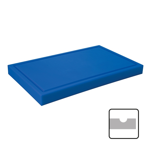 Snijplank met sapgeul 60x33 cm - H 4,0 cm - blauw