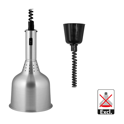 Verstelbare warmhoudlamp aluminium - max. hoogte 177 cm