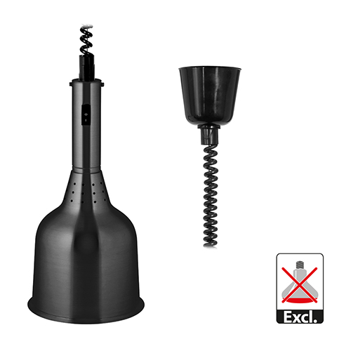 Verstelbare warmhoudlamp zwart - max. hoogte 177 cm