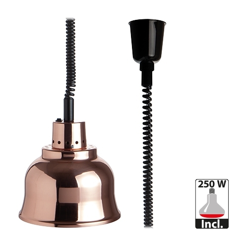 Verstelbare warmhoudlamp koper - 250 W - max. hoogte 192 cm