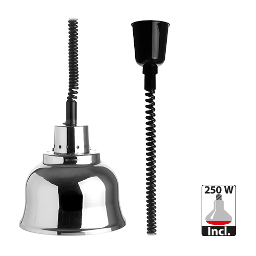 Verstelbare warmhoudlamp chroom - 250W - max. hoogte 192 cm