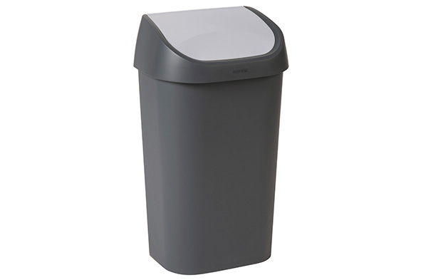 Curver mistral afvalemmer swing deksel 10 L zwart-grijze deksel - 25 x 17,9 x H 35,7 cm