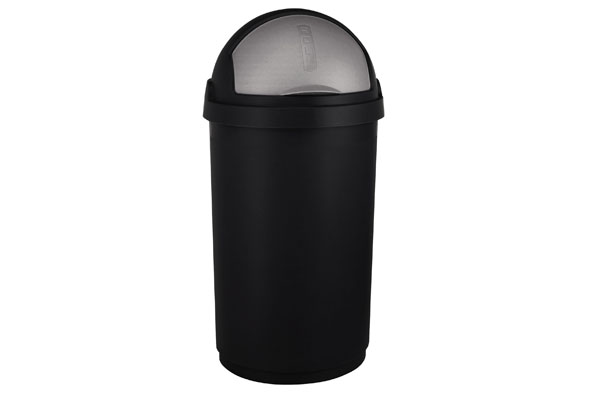 Curver roll bullet bin 50 L zwart-zilver - 39 x 39 x H 75 cm