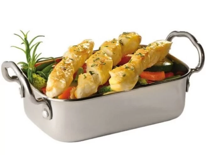 RVS Mini braadbak inox rechthoekig L 175 x B 95 x H 75 mm - 500 ml