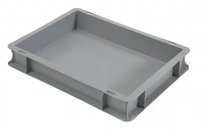 Kunststof stapelbak grijs met gesloten handvaten L 400 x B 300 x H 70 mm