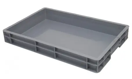 Kunststof stapelbak grijs met gesloten handvaten L 600 x B 400 x H 80 mm