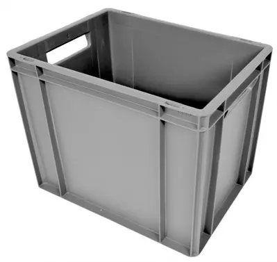 Kunststof stapelbak grijs met open handvaten L 400 x B 300 x H 320 mm