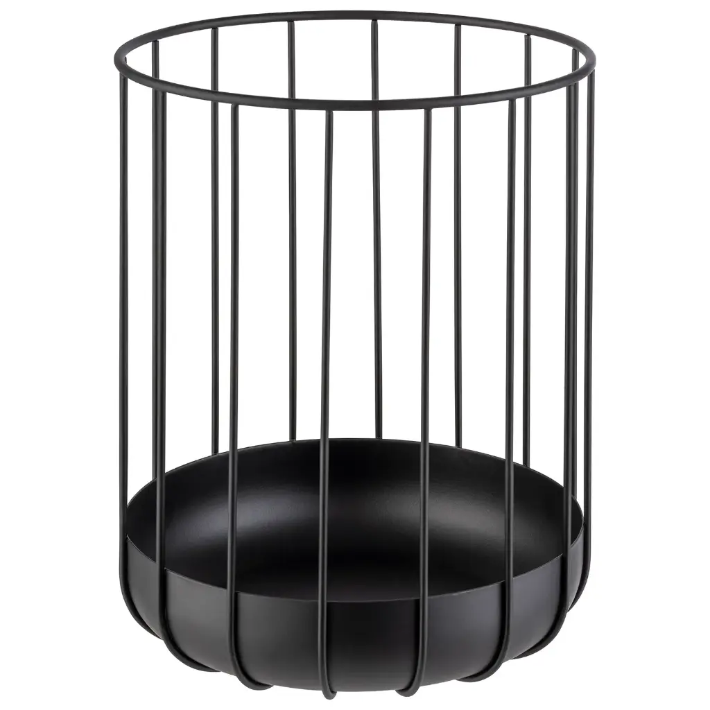 Urban Broodmand/fruitmand zwart metaal - Ø22,5xH28 cm           