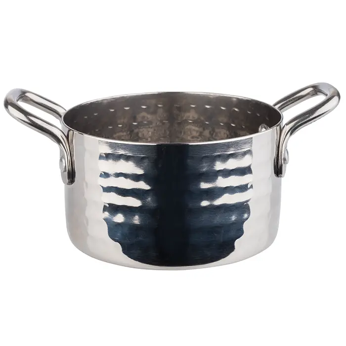 RVS Serveerschaal MUMBAI gehammerd- Ø 9,5 cm x h 5,5 cm           