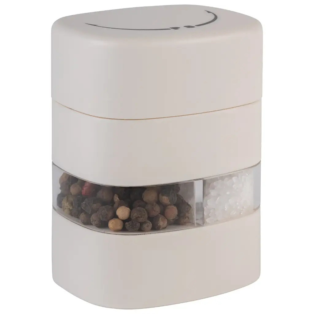 Zout- en pepermolen 2 in 1 wit - 6x5xH8 cm             