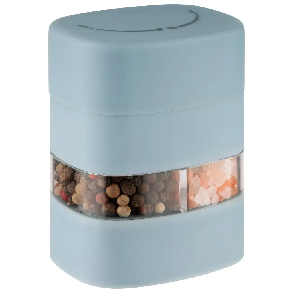 Zout- en pepermolen 2 in 1 blauw- 6x5xH8 cm             