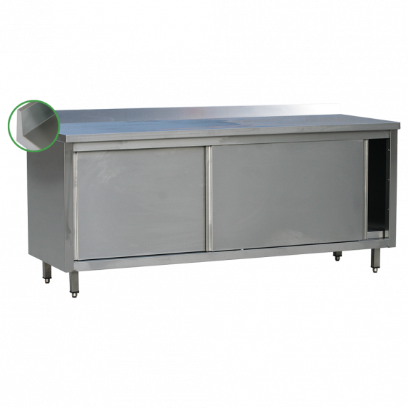 RVS 441 Werktafelkast met schuifdeur en opkant - L1600XD700XH900 mm