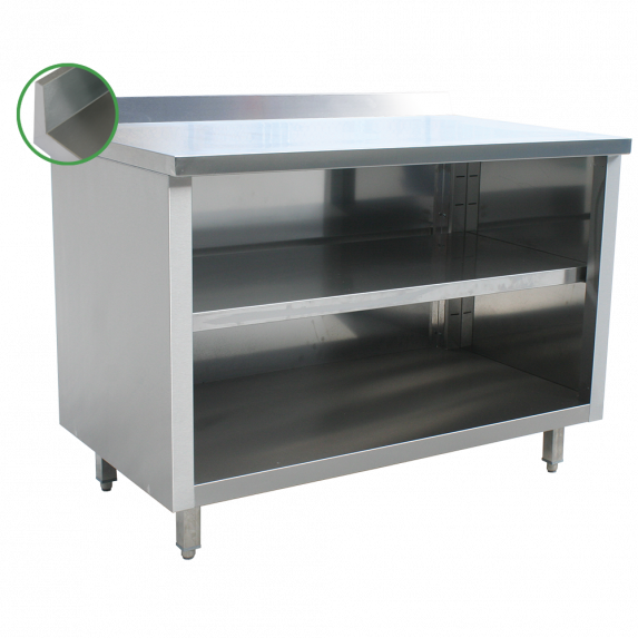 RVS 441 Open werktafelkast met opkant - L1400XD700XH900 mm