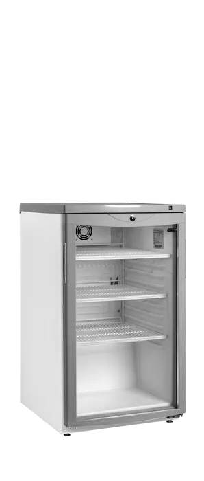 Kleine flessenkoeler wit- gebogen glas -B 503 x D 567 x H 850 mm