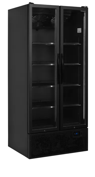 2 deurs zwarte displaykoelkast B890xD740xH1990mm