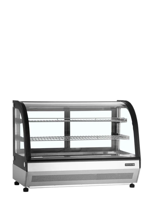 Koelvitrine tafelmodel zwart - gebogen glas B 900 x D 560 x H 670 mm