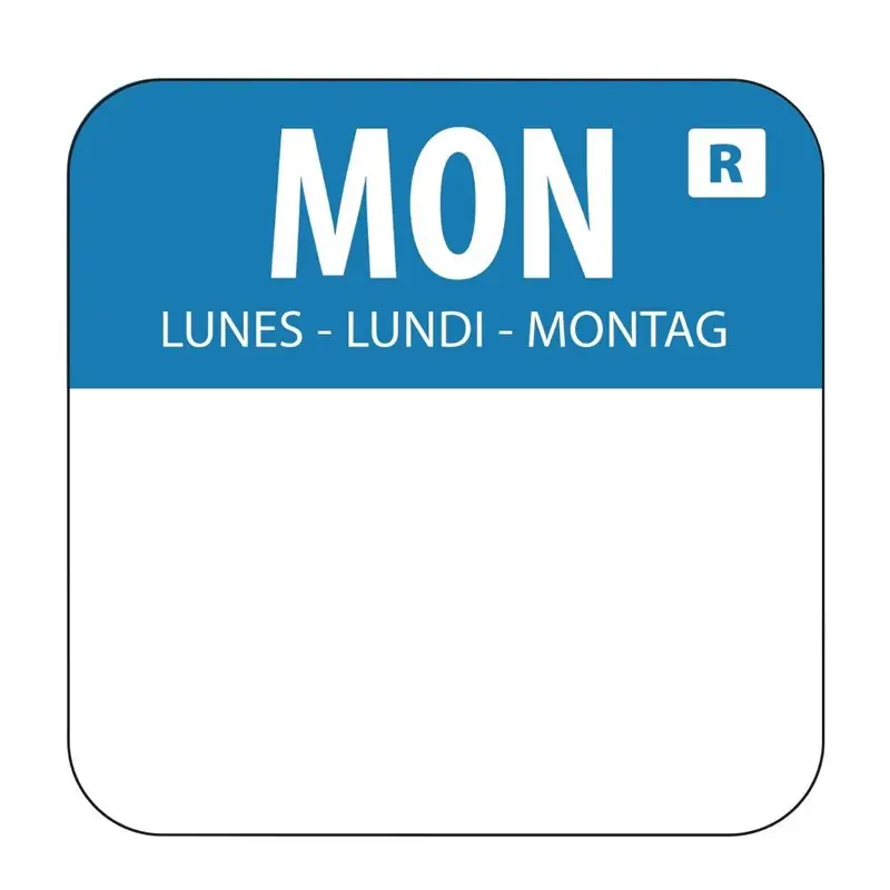 Voedseletiket maandag 2,4x2,4cm - blauw - verwijderbaar -1000 stuks 