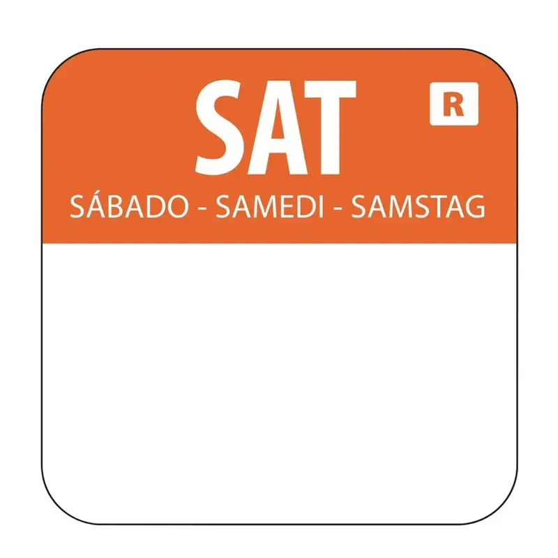 Voedseletiket zaterdag 2,4x2,4cm - oranje - verwijderbaar -1000 stuks   