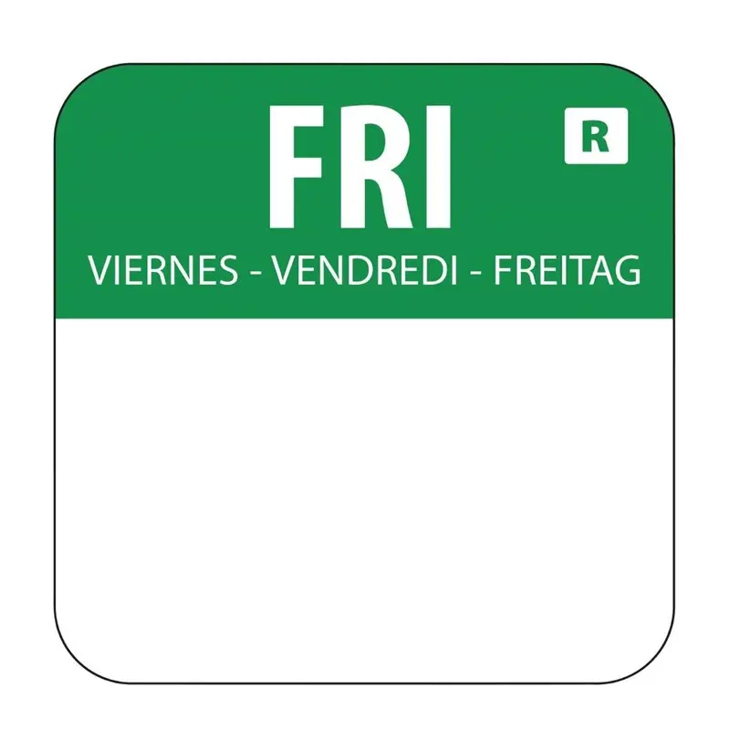 Voedseletiket vrijdag 2,4x2,4cm - groen - verwijderbaar -1000 stuks  