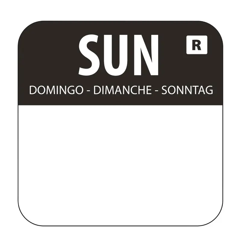 Voedseletiket zondag 2,4x2,4cm - zwart - verwijderbaar -1000 stuks  