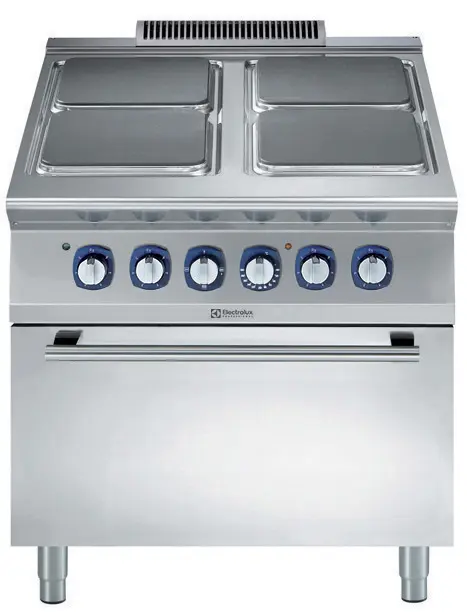 Electrolux 900XP Fornuis, 4 elektrische vierkante kookplaten x 4 kW, elektrische oven