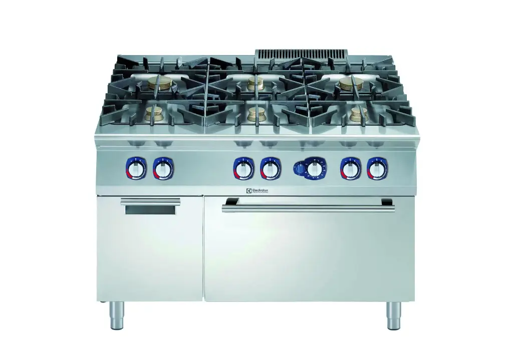 Electrolux 900XP Gasfornuis, 6 branders, 4 x 5,5/2 x 10 kW, gasoven + draaideurkast