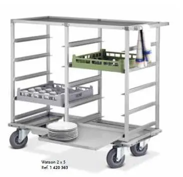 RVS korvenafruimwagen Watson 2 x 5 glijders 