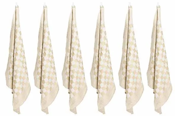 Keukenhanddoeken beige 65 x 65 cm - katoen - set 6
