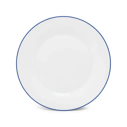 [750833] Basic White Plat bord 27cm - blue rim 