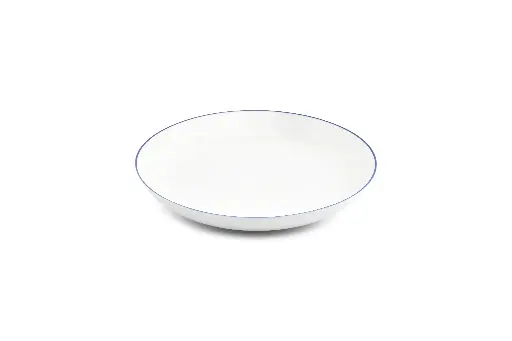 [750845] Basic White Diep bord/pastabord D27xH4cm coupe - blue rim 