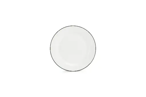[750901] Basic White Plat bord 20cm - green rim 