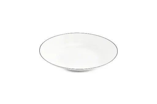 [750904] Basic White Diep bord/pastabord D23xH4cm - green rim 