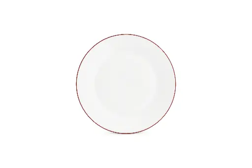 [750932] Basic White Plat bord 24cm - burgundy rim 