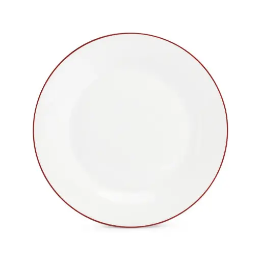[750933] Basic White Plat bord 27cm - burgundy rim